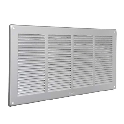 Imagen de La Ventilazione GAL4424R Rejilla de ventilación rectangular aluminio pintado en plata con red antiinsectos, dimensiones 440 x 240 mm