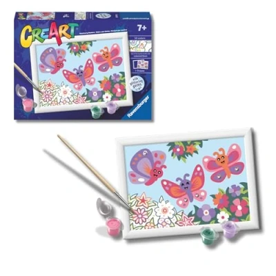 Imagen de Ravensburger CreArt Serie E Classic Mariposas de Purpurina, Kit para Pintar por Números, Contiene una Tabla Preimpresa, un Pincel, Colores y Accesorios, Juego Creativo Niños Niñas 7+ Años
