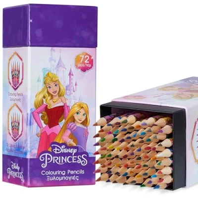 Imagen de Disney Lápices de Colores para Niños, Caja 72 lápices, Suministros Arte, Surtidos, Regalos Niños (Morado Princess)