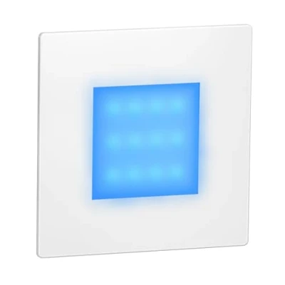 Imagen de ledscom.de Lámpara LED para escaleras/plafón empotrable de pared FEX interiores y exteriores, angular, blanca, 85 x 85mm, azul, luz orientación, foco pared, iluminación