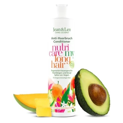 Imagen de Jean &amp; Len Acondicionador Nutri Care Mango Aguacate, para cabellos largos y dañados, contrarresta la rotura del cabello, mejora retención de humedad, sin parabenos ni siliconas, vegano, 300 ml