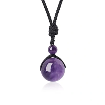 Imagen de COAI Collar Ajustable con Colgante Cuenta Redonda de Amatista Unisex