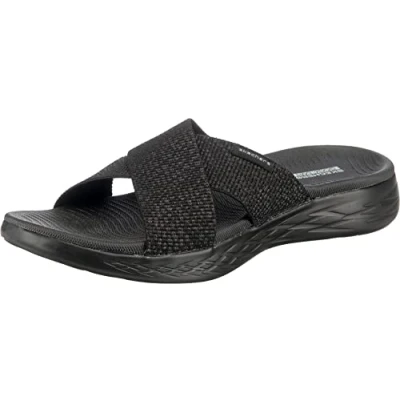 Imagen de Skechers ON THE GO 600 GLISTENING, Sandalia con punta abierta para Mujer, Black Textile, 39 EU