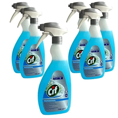 Imagen de CIF limpiador de cristales profesional para ventanas, espejos y superficies cristal, desengrasante Fabricado en Alemania (6 botellas pulverizadoras 750 ml)