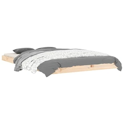 Imagen de vidaXL Estructura de Cama Madera Maciza Pino 120x190 cm, Cama, Muebles Dormitorio, Madera, Doble,