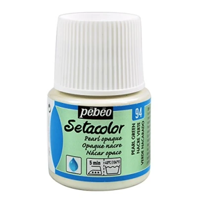 Imagen de Pebeo Setacolor Pintura para Tejidos y Telas opacos Alta Cobertura Efecto Perlado Frasco 45 ml, Perla Verde