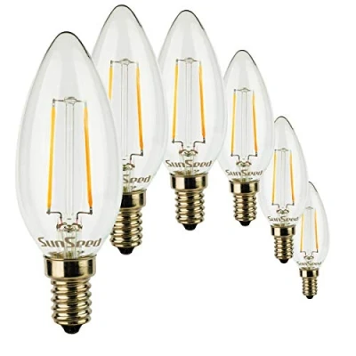 Imagen de SUNSEED 6x Bombilla Vela Filamento LED E14 2W = 25W Blanco Cálido 2700K