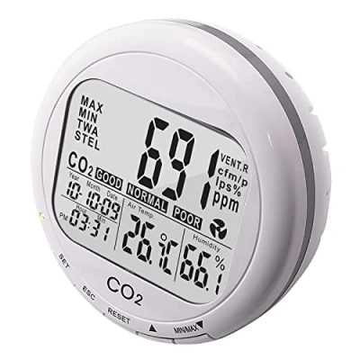 Imagen de GAIN EXPRESS Monitor de escritorio CO2 / RH Temp 3 en 1, calidad del aire interior 9999 ppm Dióxido carbono Humedad Temperatura Deg C F Meter Tester Detector, para el hogar oficina laboratorio dormitorio aula