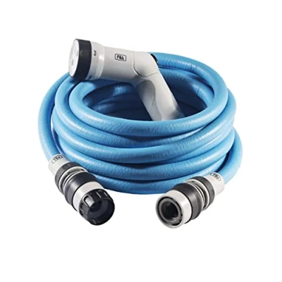 Imagen de FITT IKON 10 m Manguera de Agua Jardín, Extensible, Compacta, Ligera y Lista para Usar, con Pistola Multichorro, Azul