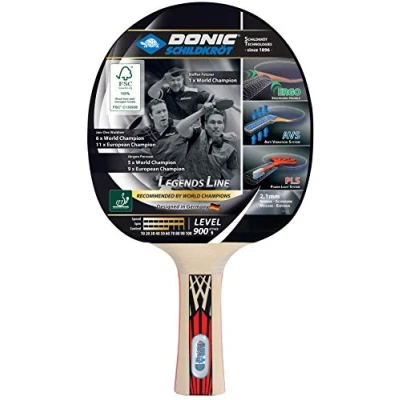Imagen de Donic Schildkröt Raqueta de Tenis Mesa Legends 900, AVS, PLS y Ergo Grip, Esponja 2,1 mm, Madera FSC, Almohadilla Spinmax ITTF, 754426