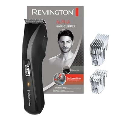 Imagen de Remington Máquina de Cortar Pelo Alpha, Cortapelos con Cable e Inalámbrico, Cuchillas Acero Avanzado, 2 Peines 15 Longitudes, Piloto Indicador Carga, Cepillo para Limpieza, Negro HC5150