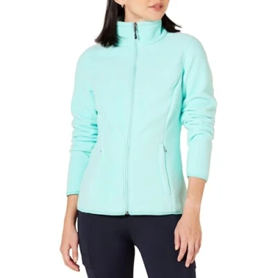 Imagen de Amazon Essentials Chaqueta de Forro Polar Suave con Cremallera Completa y Corte clásico (Disponible en Tallas Grandes) Mujer, Azul Agua, XXL