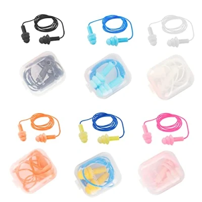 Imagen de 6 Pares Tapones Oidos Natación, Reutilizables de Reducir Ruidos, para Oídos Silicona, Impermeables, Trabajar, Estudiar, Lugares Ruidosos