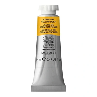 Imagen de Winsor &amp; Newton Acuarela Profesional Pintura De Acuarela, Alta Luminosidad, Resistente a la Luz, Calidad Archivo, Tubo 14 ML, Color Amarillo Cadmio Oscuro