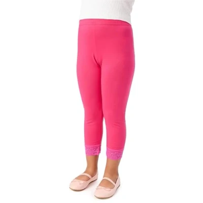 Imagen de Merry Style Leggins 3/4 para Niña Mallas capri de algodón Pantalones piratas con Encaje Niñas pantalón infantil MS10 228 (Amaranto, 134 cm)