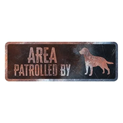 Imagen de D&amp;D Home, Panel de Avertición Atención al Perro, 40x13x0,3 cm, Versión en inglés, Fondo Negro, Señal advertencia metal resistente óxido con texto divertido