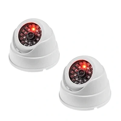 Imagen de JZK 2x Cámaras Domo de Vigilancia Falsas CCTV simuladas con LED Intermitente Imitación Real para Seguridad Oficina en el hogar