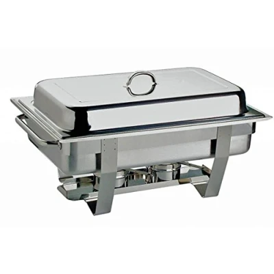 Imagen de APS Chafing Dish &quot;Chef&quot; con un recipiente para alimentos de acero inoxidable 65 mm profundidad, dos recipientes pasta combustible, agua, tapa, marco y asas huecas largas