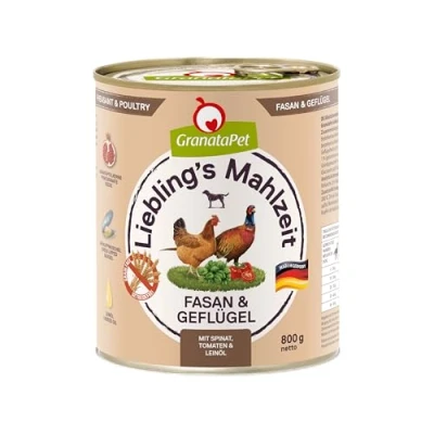 Imagen de GranataPet Liebling&#039;s Mahlzeit Faisán &amp; Birds Comida húmeda para Perros, Perros sin Cereales y azúcares añadidos, pienso Completo, 6 x 800 g
