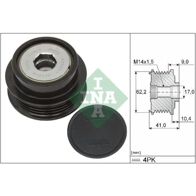 Imagen de INA 535 0338 10 Rueda Libre Alternador se requiere herramiente especial para montaje TOYOTA: Auris Hatchback