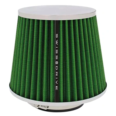 Imagen de Filtro de Aire Universal para Coche Incluye 4 Adaptadores 60mm 65mm 70mm 77mm Cerrado Entrada Alto Flujo Limpiador Color Verde