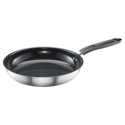 Imagen de Fiskars Sartén, Ø 26 cm, Con Recubrimiento, Apta para Todas las Placas de Cocina, Acero Inoxidable Reciclado, Functional Form, Plateado/Negro, 1072311