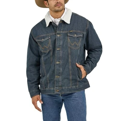 Imagen de Wrangler Chaqueta vaquera estilo occidental para hombre con forro Azul Large Tall