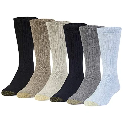 Imagen de Gold Toe Harrington Crew Calcetines multipares Casual, Azul Lavado/Claro (6 Pares), L (Pack de 6) para Hombre