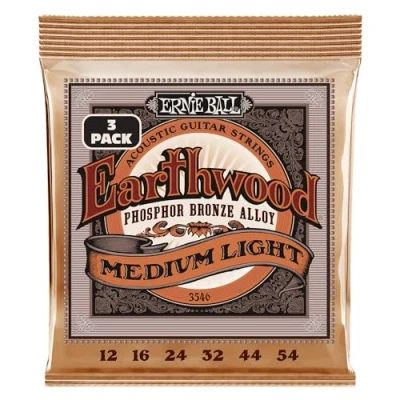 Imagen de Ernie Ball Earthwood Medium Light Cuerdas para guitarra acústica, bronce fosforado, 3 paquetes, calibre 12 54
