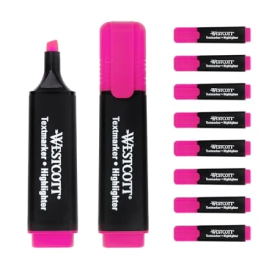Imagen de Westcott marcadores resaltadores 10 piezas en rosa Paquete de brillante 2 5 mm ancho línea tinta premium Alemania E 743617 00