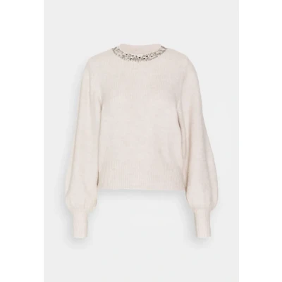 Imagen de ONLY Onlelsa Jersey de punto, Mujer, Talla: Medium, Pumice stone/white melange
