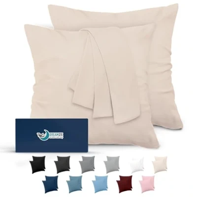 Imagen de Dreamzie Fundas de Almohada (Juego 2) para Las Almohadas 80 x cm, Beige, Microfibra (100% Poliéster) Cojines Calidad con una Suavidad Incomparable