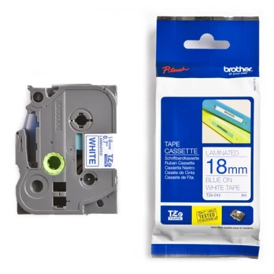Imagen de P Touch 1750 Brother TZe 243 cinta azul sobre blanco 18mm (original)