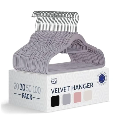 Imagen de Blumtal Perchas de Terciopelo Antideslizantes Percha giratoria 360 para Abrigos, Trajes, Camisas y Pantalones, Paquete 30 Unidades, Rosa