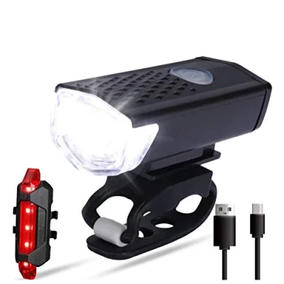 Imagen de Juego de Luces para Bicicleta,Recargable por USB, Impermeables Bicicleta,2 LED superbrillantes,6 Modos luz,Faros Delanteros y Traseros Bicicleta montaña o Carretera
