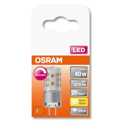 Imagen de OSRAM Lámpara LED PIN regulable con casquillo GY6.35, blanco cálido (2700K), 320 lúmenes, cristal transparente, paquete múltiple