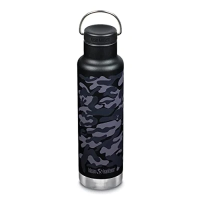 Imagen de Klean Kanteen Insulated Classic 20oz (w/Loop Cap) Botella, Unisex Adulto, Camuflaje Negro, 592ml