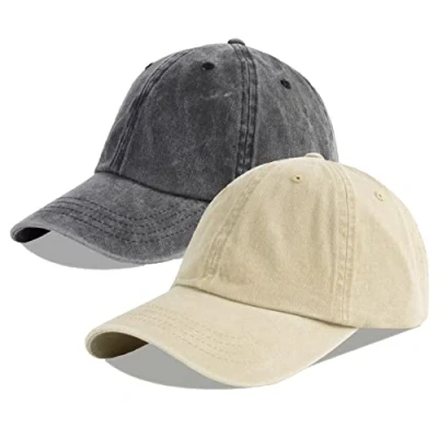 Imagen de LANGZHEN Gorra de béisbol Neutral 100% algodón Puro para Hombres y Mujeres lavando Vaqueros Ajustables papá (Caqui + Negro, Talla 1)