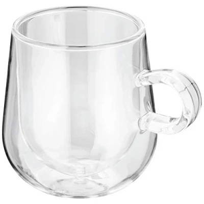 Imagen de Judge JDG35 Set de 2 tazas café con leche asa Doble pared cristal vacío en su interior Hechas a mano Resistentes al calor Se pueden meter el lavavajillas 275 ml