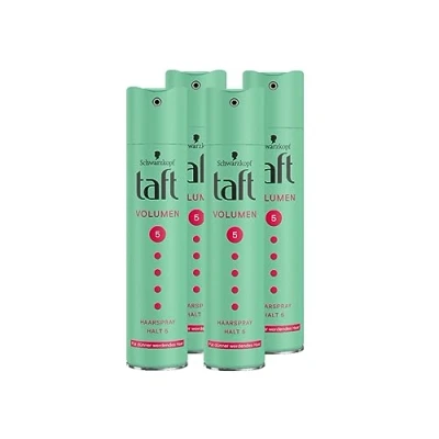 Imagen de Taft spray de volumen para el cabello, grado retención 5 (250 ml), peinado que da y sujeción al cabello fino, laca sin siliconas hasta 24 horas duración, 4 x 250 ml