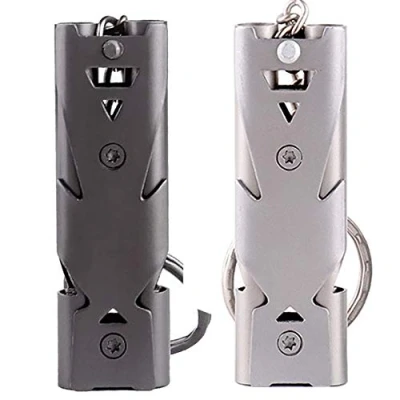 Imagen de WANYIG 2 Pack Silbatos de Emergencia Dobles Tubos Alta frecuencia Silbato Arbitro,Silbato Supervivencia Silbido para Seguridad