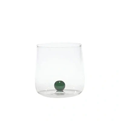 Imagen de Zafferano Bilia Vaso Tumbler de Vidrio Transparente Hecho a Mano, Decorado con una Bola Color en el Interior, cl 44 h 90mm d 88mm, Juego 6 Piezas Verde