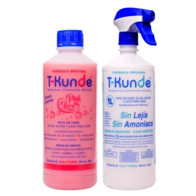 Imagen de T Kunde Detergente Desengrasante Concentrado Multiusos Aroma Pink (Flores y frutos dulces) 1 litro + Botella Pulverizadora