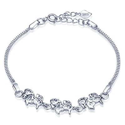 Imagen de Infinite U Pulsera de Plata ley 925 con dije caballo al galope para mujer, cadena ajustable, plata, talla única, ley, sin piedra