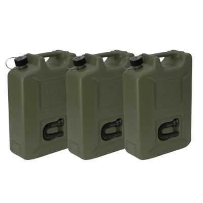 Imagen de Hünersdorff 802011 Juego de 3 bidones Combustible Profesionales Gasolina, diésel y Otros Productos peligrosos, Verde Oliva, 3er Set, 20 l