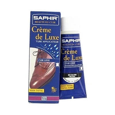 Imagen de SAPHIR Crème de Luxe en Aplicador 75 ml Crema Nutritiva, Recolorante e Impermeabilizante para el Cuero (Burdeos 08)