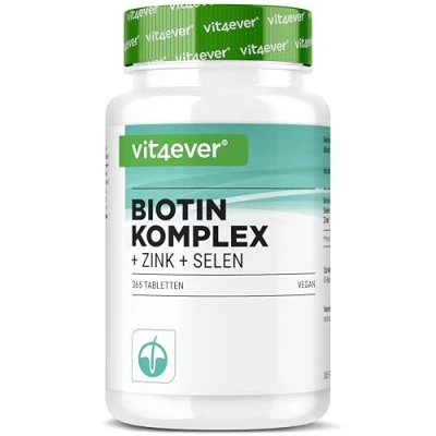 Imagen de Biotin Complex + Selenio Zinc para piel, cabello y uñas 365 comprimidos Sin aditivos no deseados Altamente dosificado Vegano