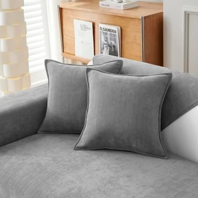 Imagen de Snylcce Juego de 2 Fundas Almohada Grises 20 x Pulgadas, felpilla con diseño Elegante, Almohadas Decorativas Suaves y lujosas para sofá, ca