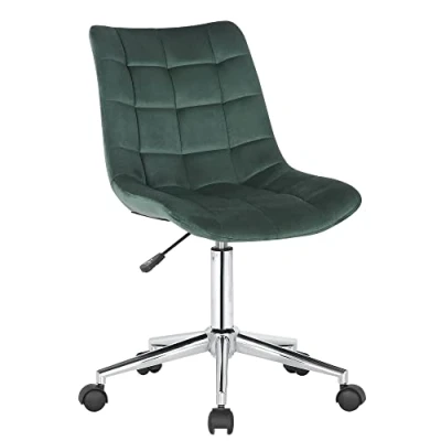 Imagen de CLP Silla De Oficina Medford Acolchada En Terciopelo I Estudio Giratoria con Base Metálica &amp; Ajustable Altura, Color:Verde Claro