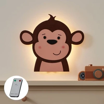 Imagen de Lights4fun lámpara de pared LED con mando a distancia, luz nocturna para habitación infantil, decoración pared, mesa infantil